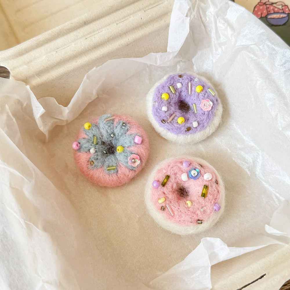 3pc simulação lã feltro donut bolo falso modelo foto adereços artesanal diy artesanato jóias acessórios festa de casamento decoração de natal