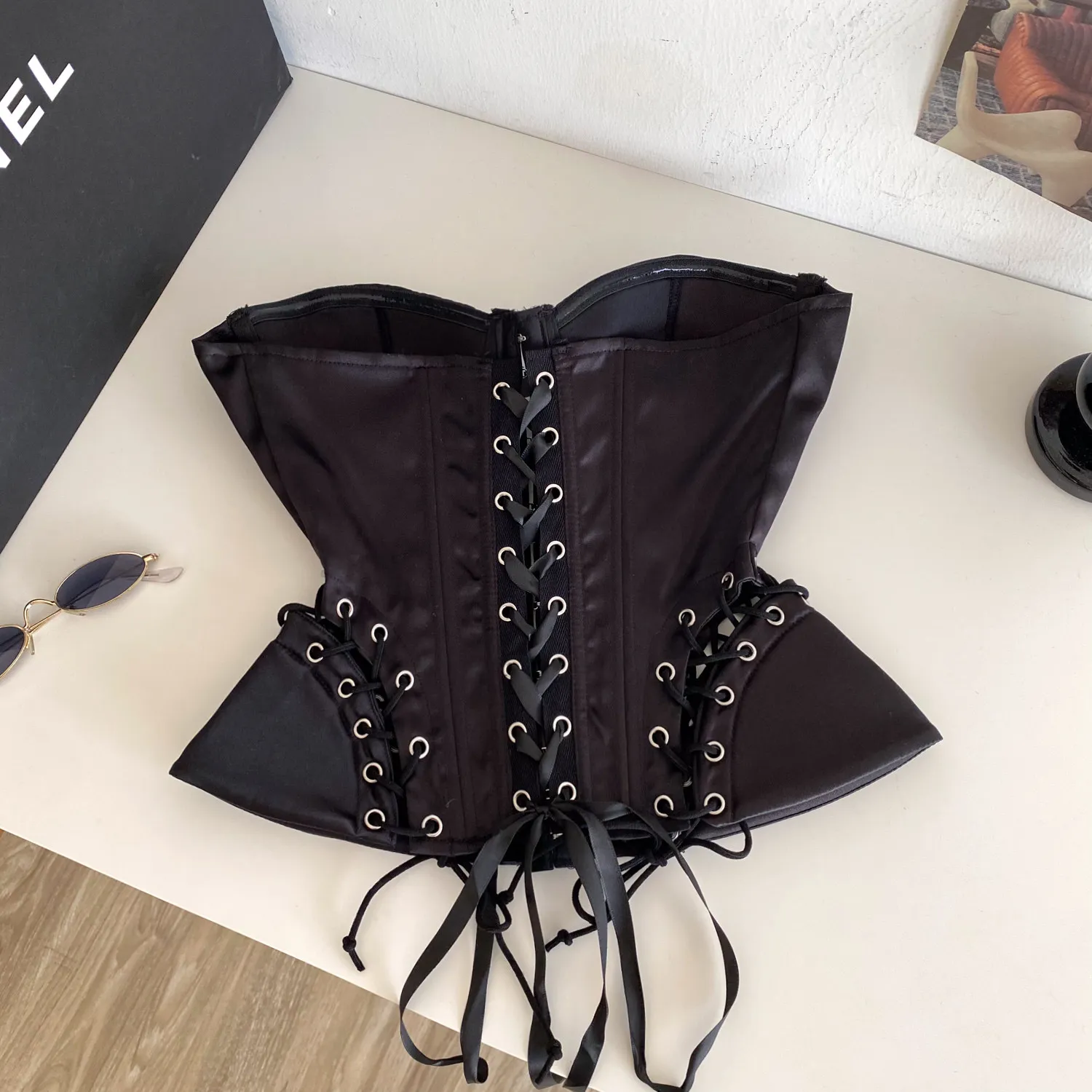 Retro Spicy Bandage Tube Top Sexy  Corset Bustier Camis Fashion Tank Top Slim  Summer Women Party Goth Crop Top