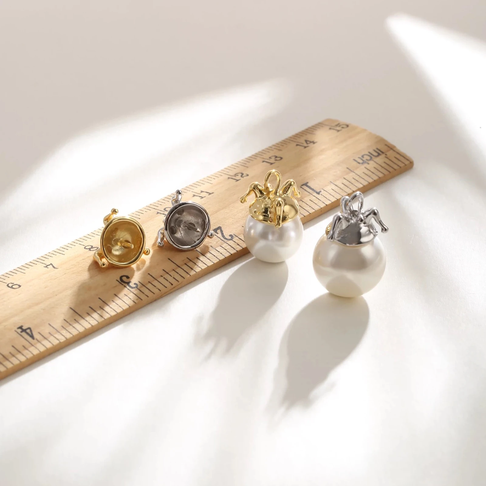 925 Sterling Silver Pearl Pendant Joker Cap Blank Bracket Fit Settings Round Beads DIY Necklace Charm Jewelry Making