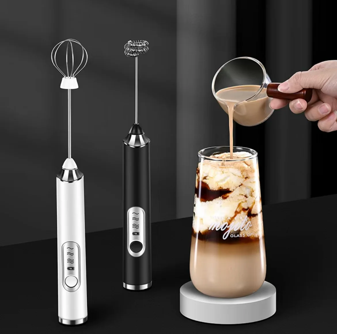 

Portable Rechargeable Handheld Foamer, Electric Milk Frother Foam Maker,High Speeds Drink Mixer, Coffee Frothing Wand Whisk