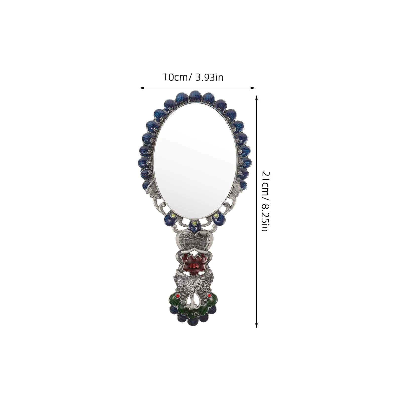 Vintage faltbarer kleiner Handspiegel Pfauen-Design tragbarer kompakter Spiegel für Kosmetik-Handspiegel