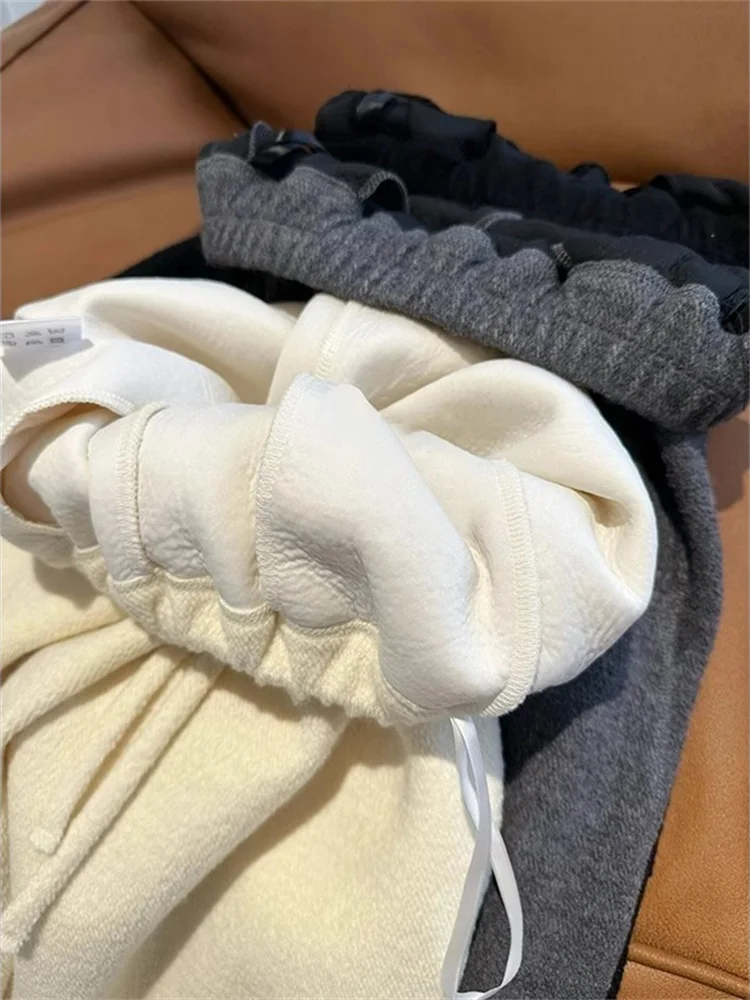 한국 슬레 하이웨이스트 와이드 레그 스트레이트 캐주얼 팬츠 남녀공용 부드럽고 편안한 가을 겨울 패션 슬림 롱 트라우저