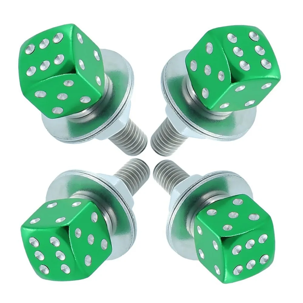 4Pcs New Dice License Plate Screws Anti Loosening Rust Resistant Plate Holder Bolts Frame Fastener Bolts Vehicle Accessories