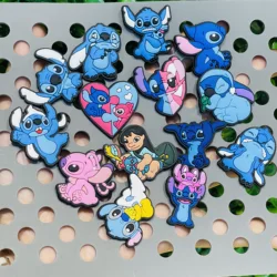 1-14pcs Cartoon Stitch Cute Girls Shoes Button Charms Lovely Clog Accessories Children Wristband Ornaments Fit Party Gift