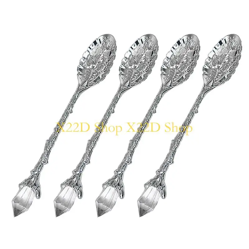 X22D Decorative Crystal Tipped Spoon Rustproof Catering Utensils For Confectionery Use