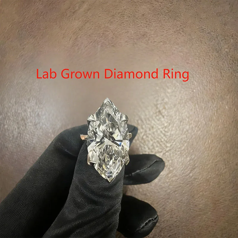 Marquise 8CT Main Stone Lab Grown Diamond Platinum 950 Ring For Wedding Engagement Ring EF Color VS-VVS IGI Certificate