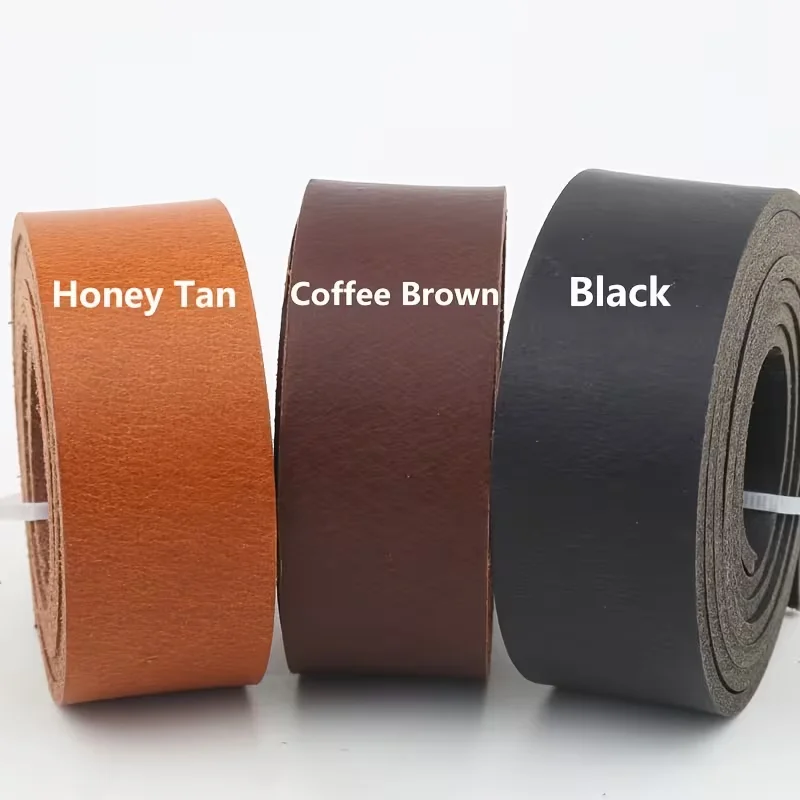 3.5mm Thick Rigid Colored Vegetable-Tanned Leather Belt Strips, Genuine Leather Belt End, Top-Grain Cowhide, Genuine Leather Mat