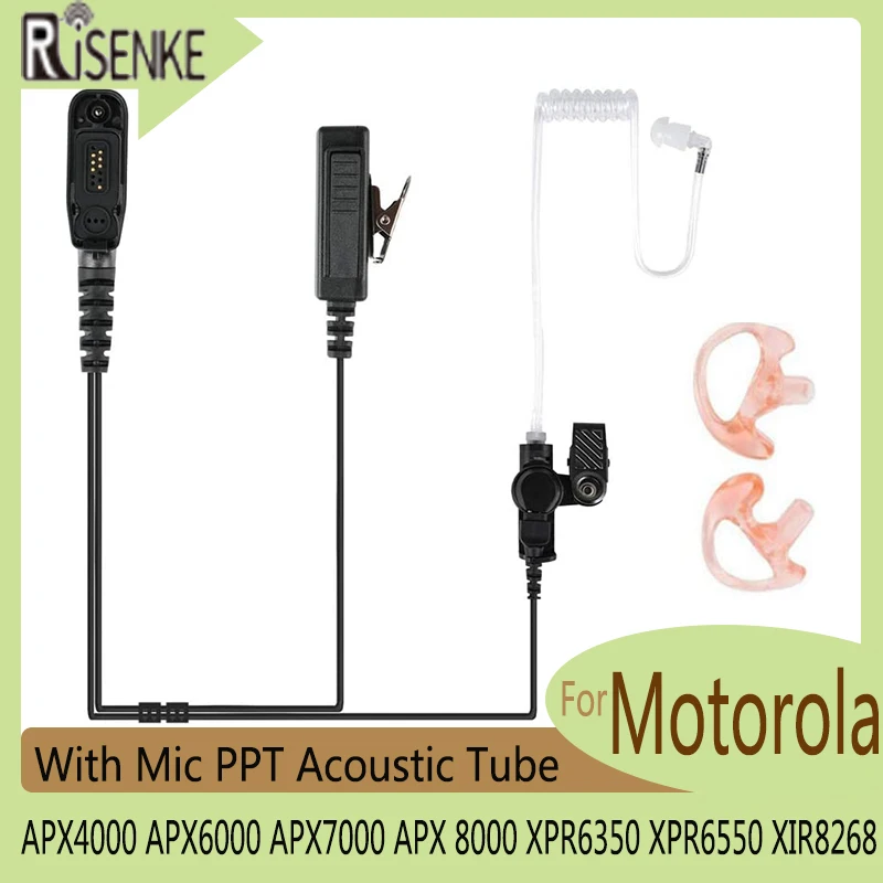 Walkie Talkies Earpiece with Mic, Acoustic Tube Headset for Motorola,APX4000,APX6000,APX7000,APX 8000, XPR6350, XPR6550, XIR8268