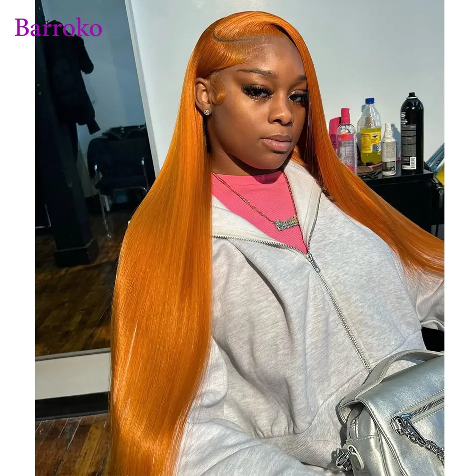 Straight Ginger Orange Colored Wig 13x4 13x6 Lace Front Human Hair Wigs For Black Women Remy Hair Brazilian Transparent Lace Wig