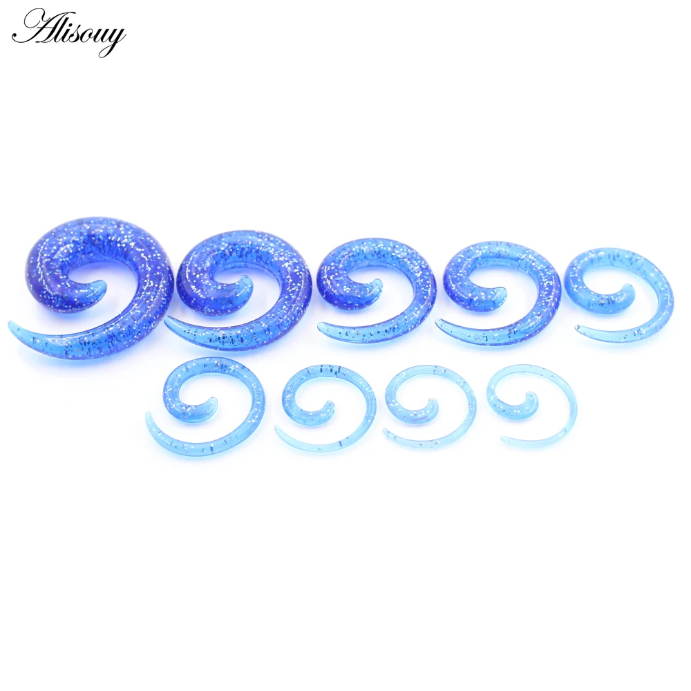 Alisouy 2PCS 1.6-14mm Star Skull Acrylic Spiral Ear Plug Stretching Expander Tunnels Tapers Fake Earrings Body Piercing Jewelry
