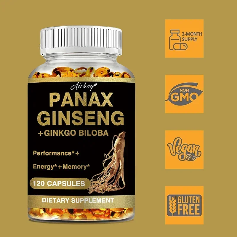 Panax Ginseng + Ginkgo Biloba - دعم المناعة، يعزز الأداء البدني، ويحسن الذاكرة، ويحافظ على الصحة العامة