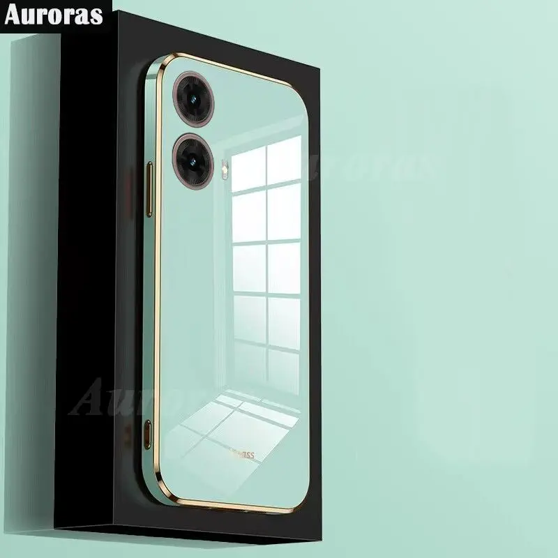 

Moto G85 Case Plating Square Gold Frame Phone Coques For Moto Edge S50 NEO 50 Fusion Soft Silicone Back Cover Fundas