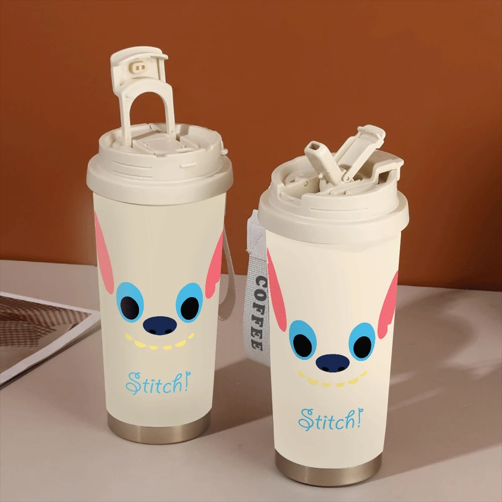 

Lilo&stitch Pattern Water Cup Large Capacity Women Portable Coffee Cup Disney Lilo & Stitch Kawaii Cartoon Fitness Sports