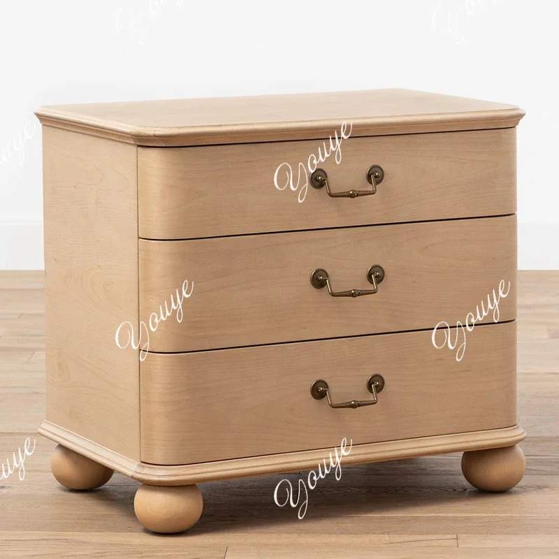 

MX American Solid Wood Bedside Table Household Bedroom Bedside Table Small Apartment French Light Luxury Storage Locker