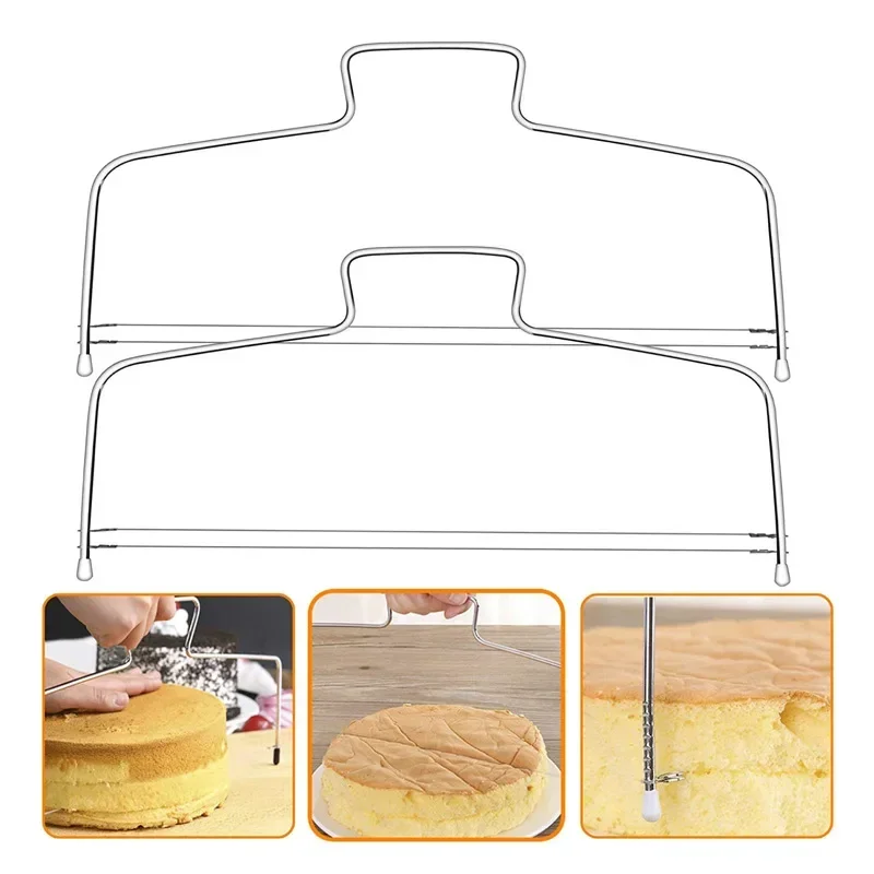 1PC Double Line Cake Cut Slicer Adjustable Stainless Steel Wire Cake Slicer Bread Divider Kitchen Accessories Cake Baking Tools