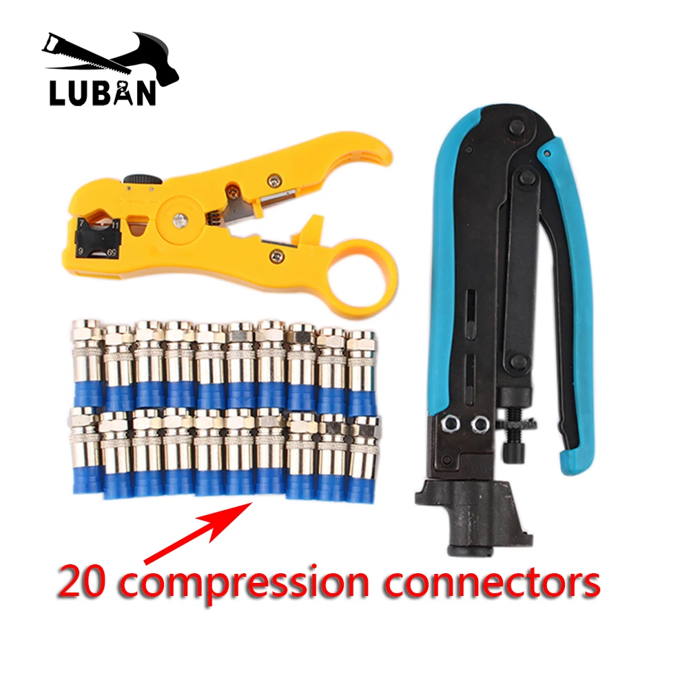 New Multitool Wire Stripping Squeezing Pliers Coaxial Cable Cold Press Clamp RG59 RG6 Crimper Striper Wire Stripping Pliers Kit