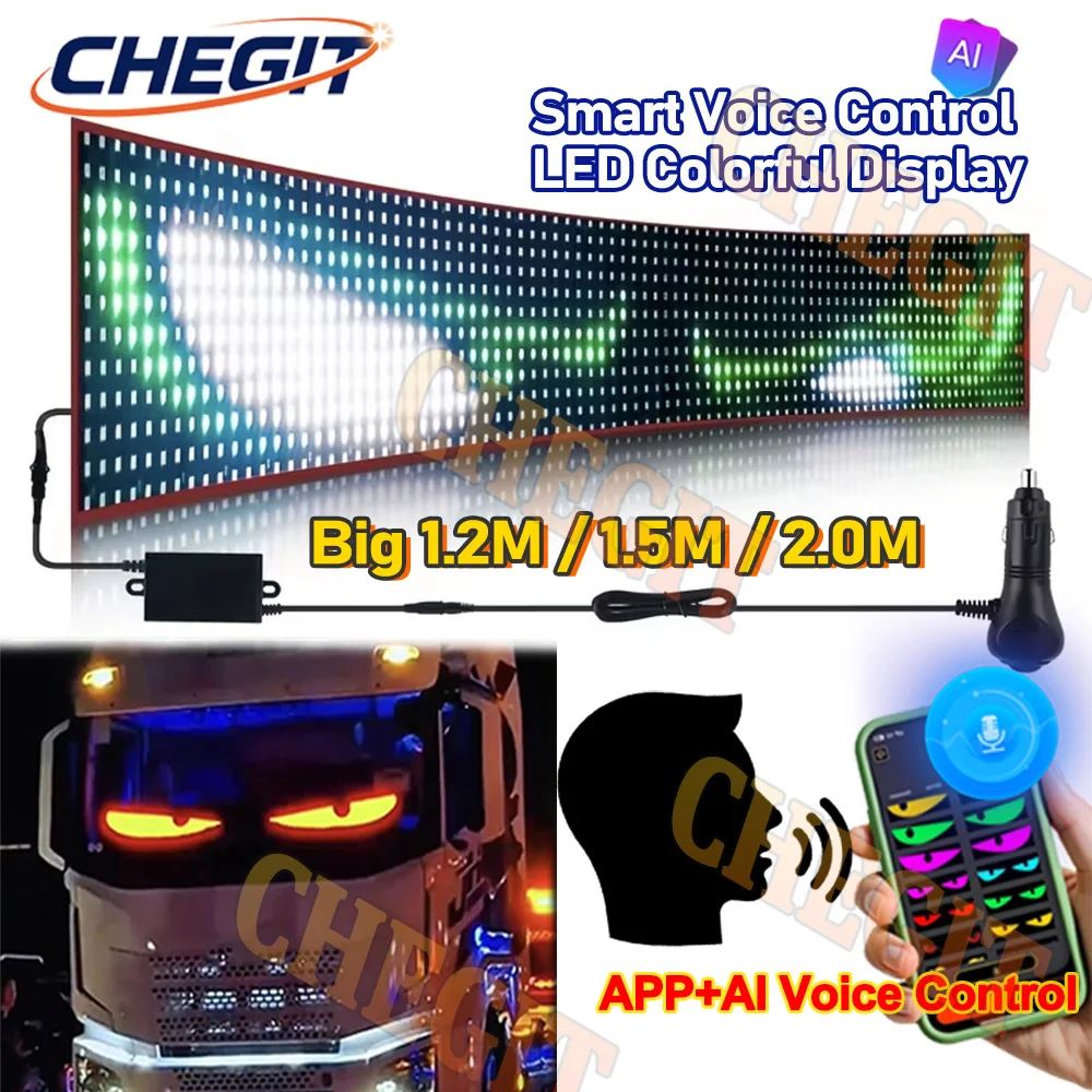 

Приложение Big Devil Eye + AI с голосовым управлением, мягкая складная автомобильная светодиодная матрица, пиксельная панель, освещение, граффити, прокрутка, наклейка, лобовое стекло