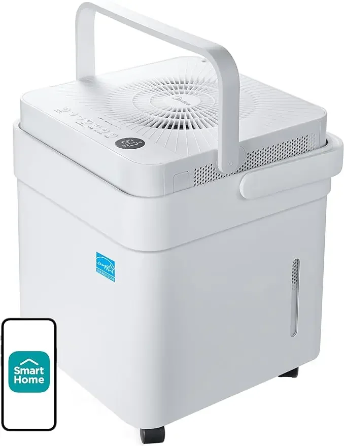 

Midea Cube 50 Pint Dehumidifier for Basement and Rooms at Home for up to 4,500 Sq. Ft., Smart Control, Works with Alexa (White)