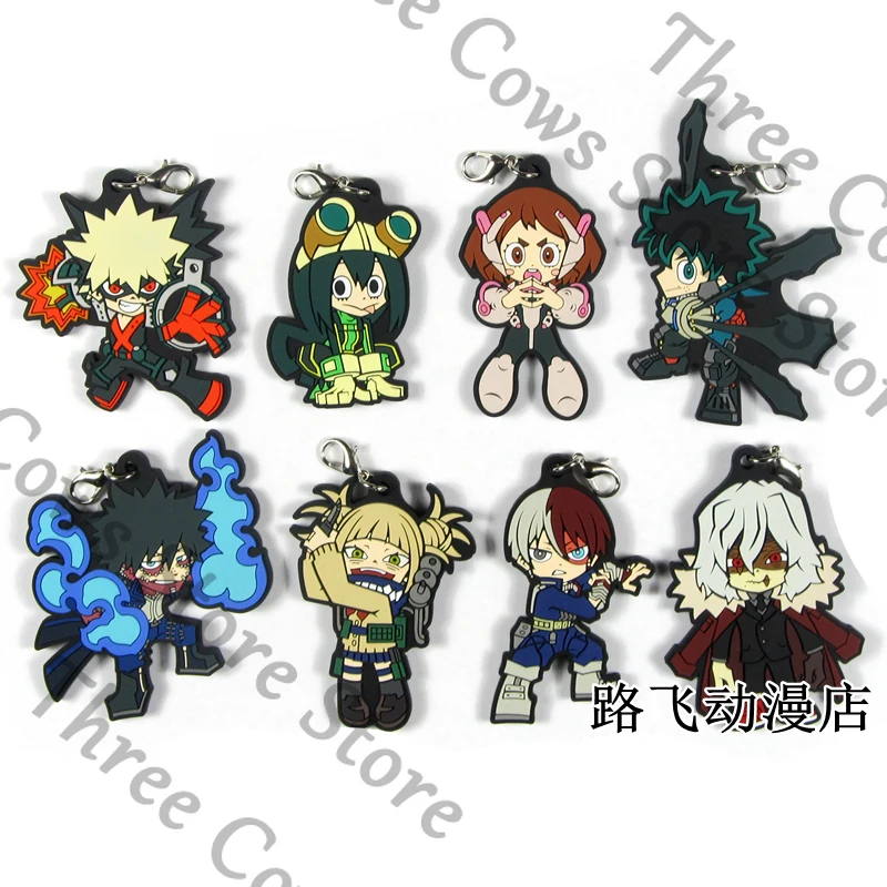 

Anime My Hero Academia OCHACO URARAKA Toga Himiko Dabi Shigaraki Tomura Bakugou Katsuki Cosplay Rubber Pendant Keyring Keychain