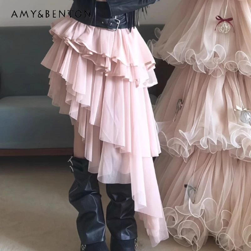 الأمريكية الرجعية غير النظامية كعكة المرأة تنورة شتاء جديد الثقيلة الحرفية متعدد الطبقات تصميم عيد الميلاد تول التنانير منتصف طول السيدات #1