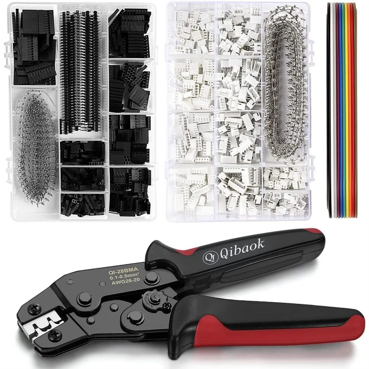 Ratcheting Crimping Tool Kit with 1550PCS Dupont Connectors 760PCS JST-XH Connectors for AWG 26-20 DIY Electronics