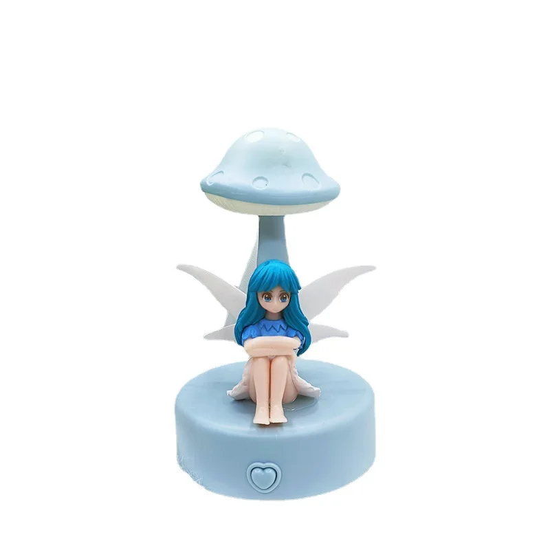 Fantasy Fairy Girl Doll Mushroom Shaped Small Night Light LED Luminous Table Lamps For Children Christmas Gift Colorful Flashing