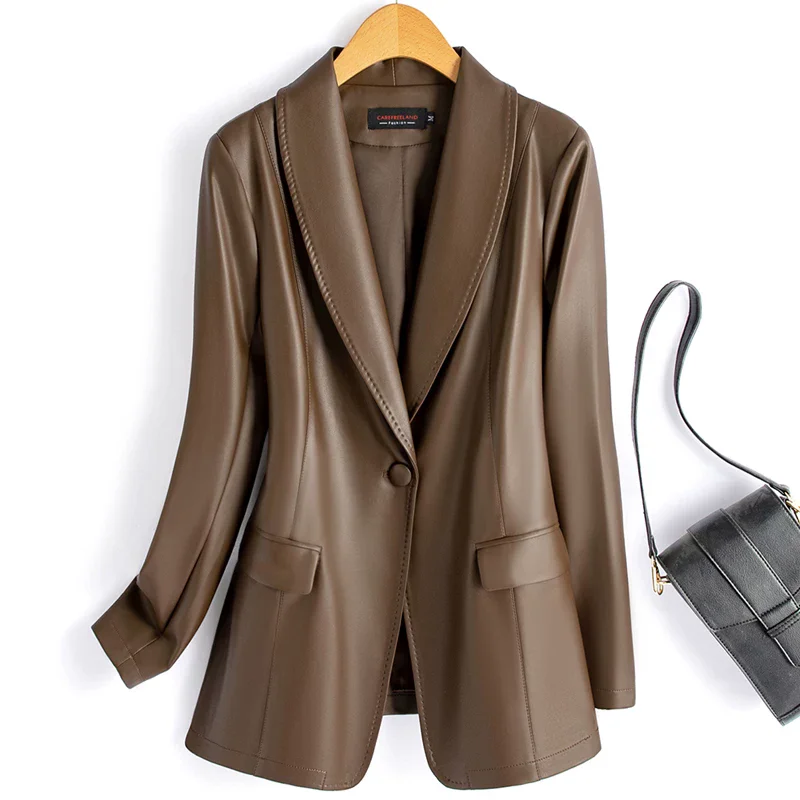 Chic Split Leather Blazer for Women