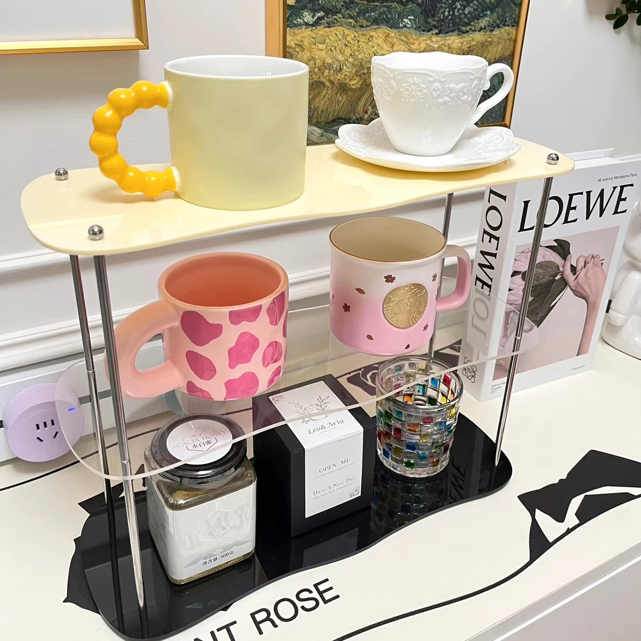 Desktop Storage Rack Ins Feng Shui Tasse Acryl Multi-schicht Teetasse Rack High-end Einfache Arbeitsplatte Net Promi Lagerung rack