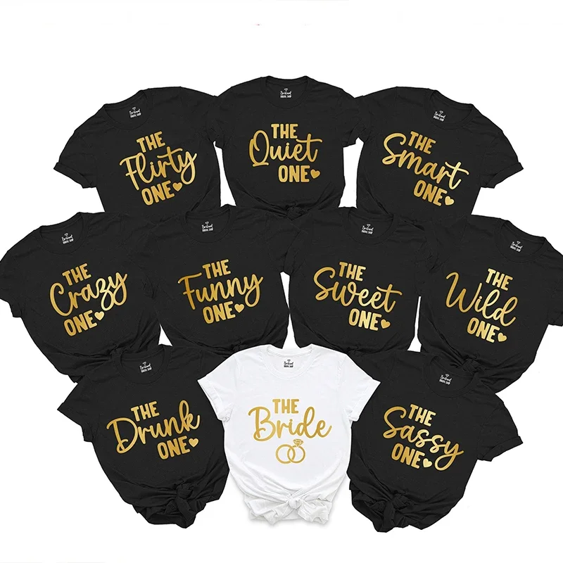 T-Shirts The Sassy One Blouses Bridal Group Matching Tops Girls Single Farewell Tees Funny Bachelorette Party Shirts Team Bride