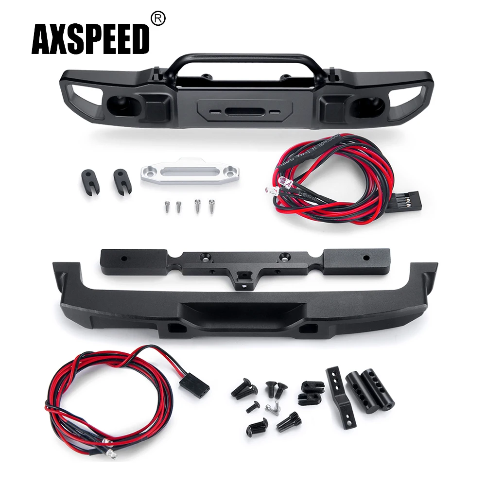 

AXSPEED Metal Front&Rear Bumper with LED Lights for Axial SCX10 III AXI03007 JEEP Wrangler AXI03006 Gladiator 1/10 RC Car Parts