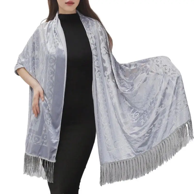 

652F Women's Shawl Cheongsam Fringed Shoulder Wrap Traditional Chinese Neckerchief Scarf for Air Conditioning Rooms