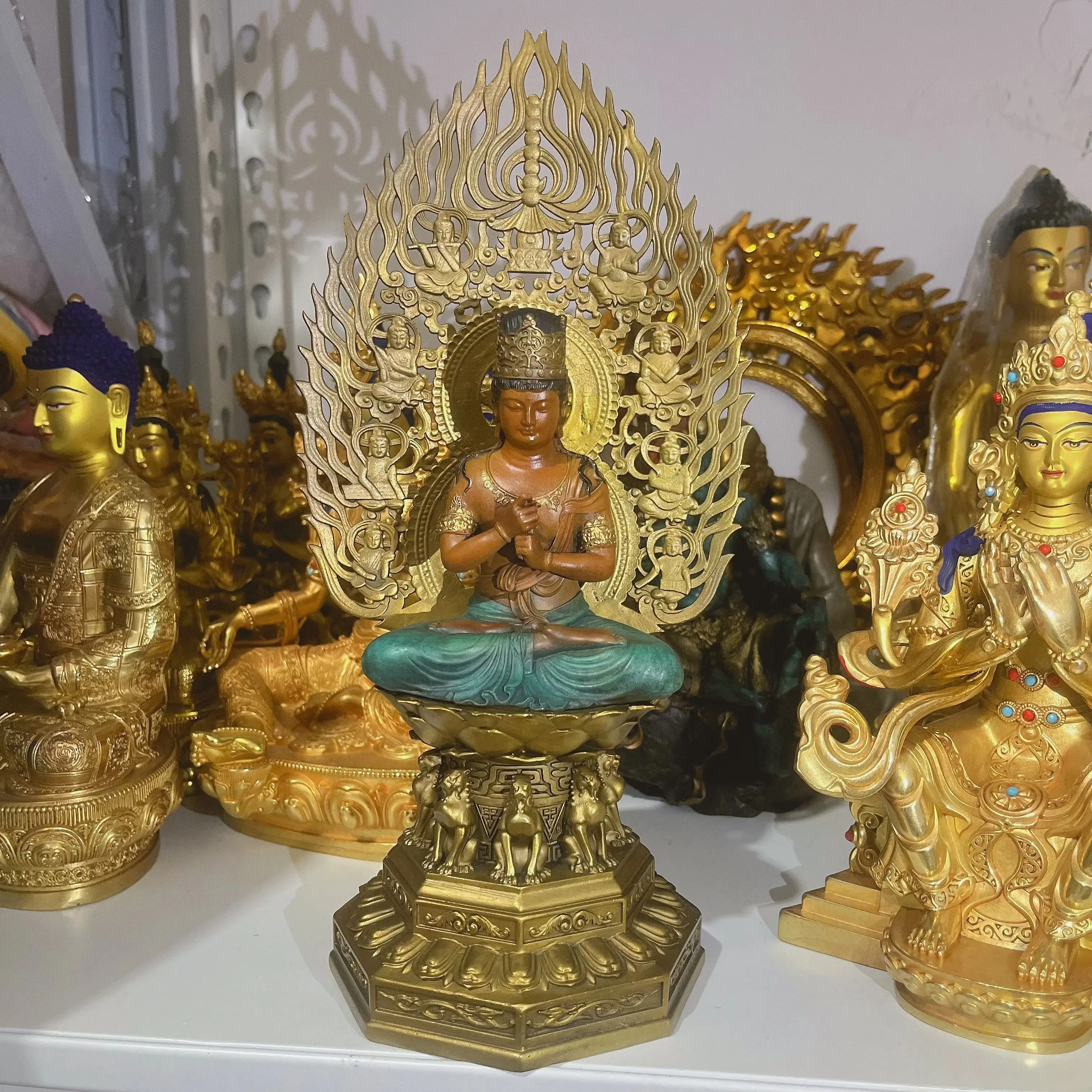 100% copper carving Buddha statue Skt Vairocana First Dhyani Buddha Da Ri RU LAI Tathagata family safety bring wealth
