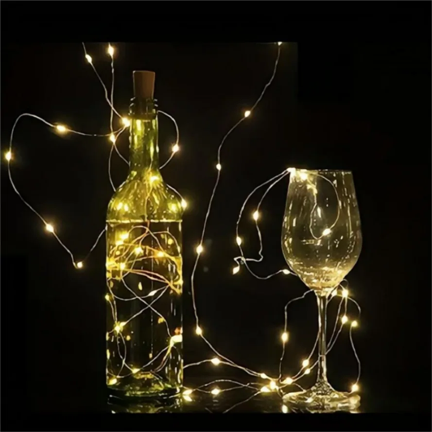 Guirnalda de luces LED para botella de vino, tira de luces de hadas para árbol de Navidad, boda, fiesta, Bar, 10 piezas, 1M, 2M, 3M