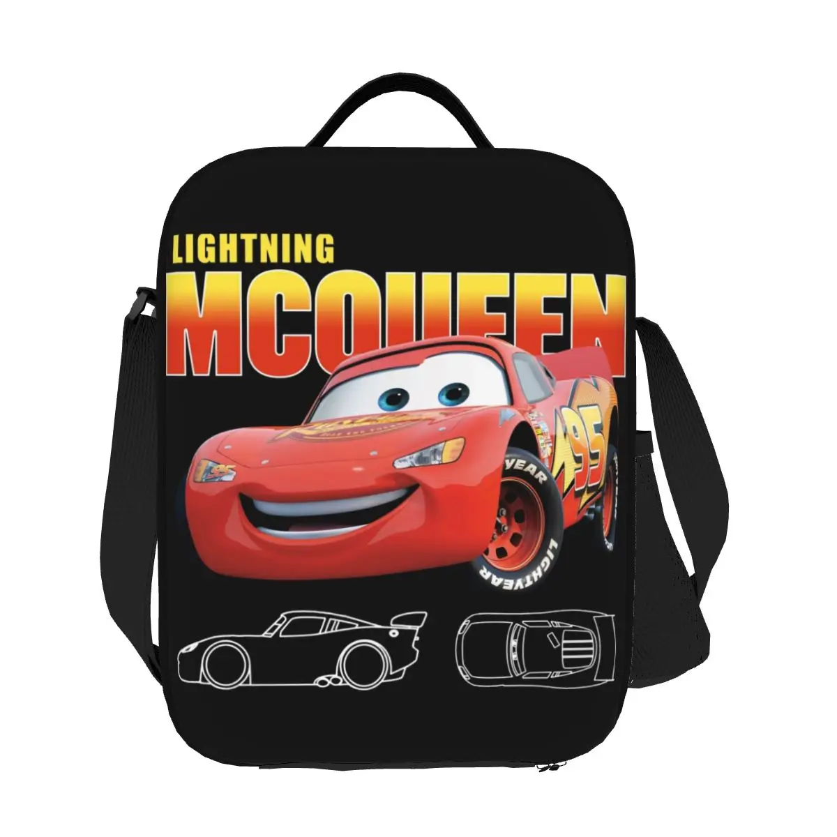 

Custom Lightning Mcqueen Cars Resuable Lunch Boxes for Women Leakproof Thermal Cooler Food Insulated Lunch Bag School Student