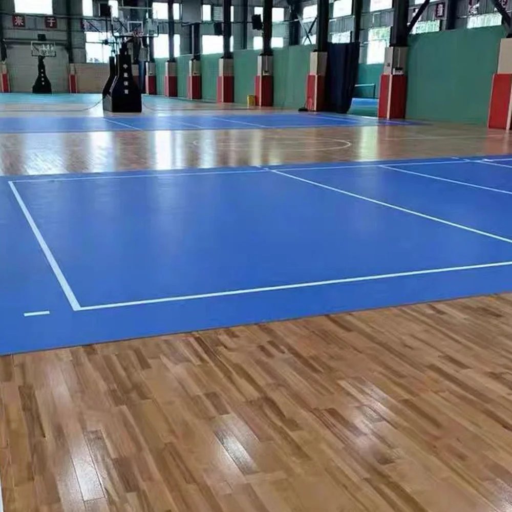 

Beable Indoor PVC Vinyl Floor Sports Court Basketball Badminton Volleyball Court Flooring With White Lines Logo