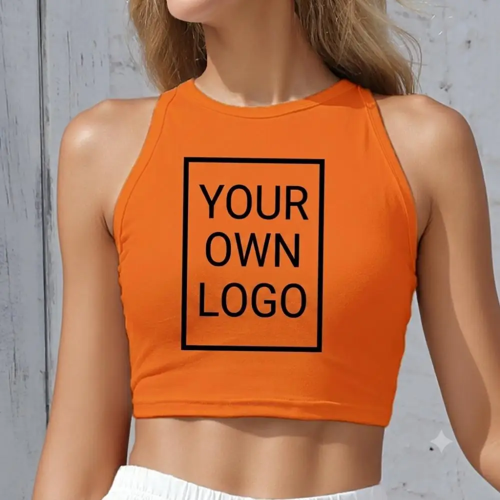 Nadanbao Individuell Anpassbares Logo oder Bild Damen Crop Top DIY Y2K Sexy Slim Kurzes T-Shirt Maßgeschneidertes Sommer Ärmelloses Oberteil – Detail 7