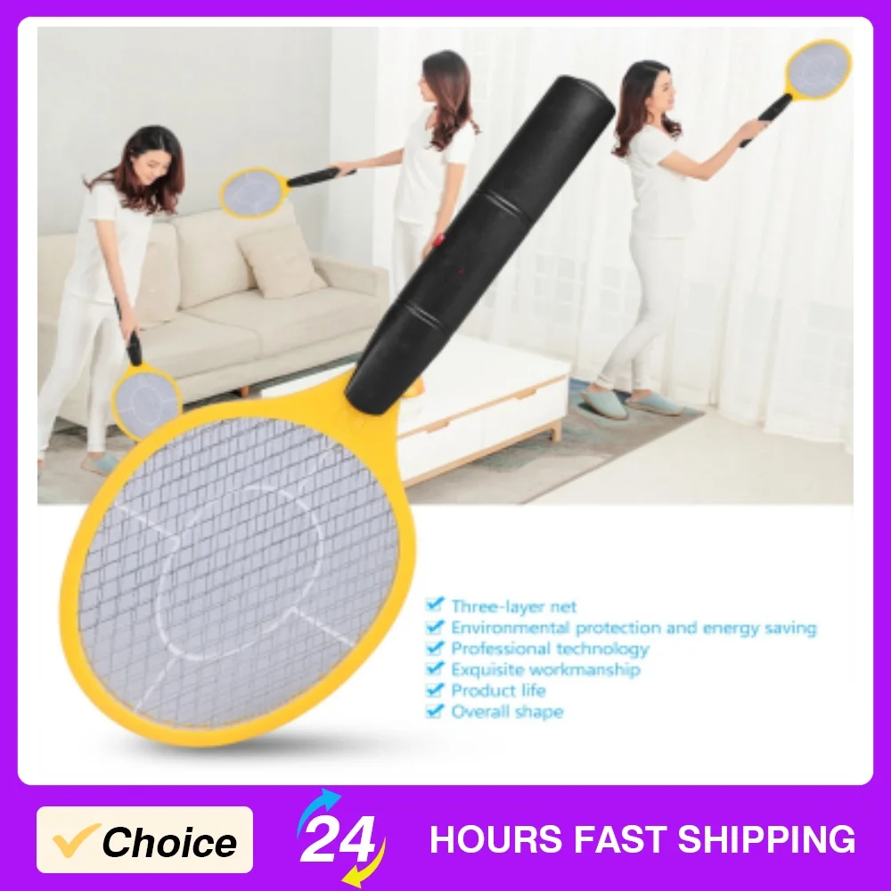 Cordless Electric Mosquito Swatter Fly Swatter Battery Operated Three Layer Large Net Surface Mosquito Killer For Home Use view 3