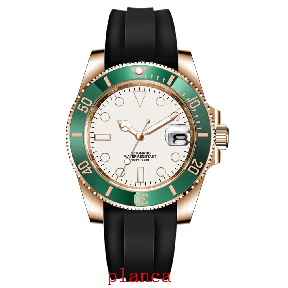 นาฬิกาข้อมืออัตโนมัติแบบกลไก 40 มม. ระบบเครื่อง nh35 กระจกแซฟไฟร์/โลโก้ปรับแต่งได้