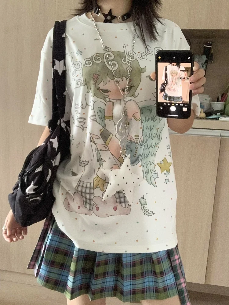 

Punk Anime Graphics Woman Cartoon Print T-shirts Female Clothing Emo Vintage Clothes Kawaii Streetwear Y2k Tops