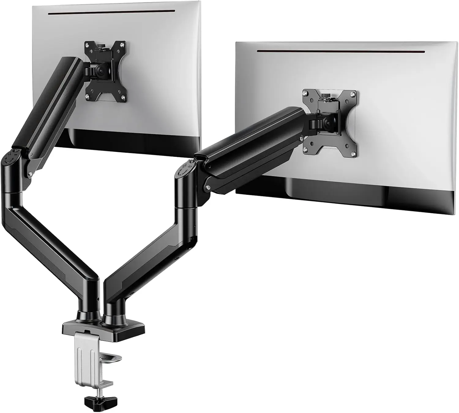 

Dual Monitor Stand for 17-33" Screens, 22 lbs Each Arm, VESA 75x100mm, Adjustable Tilt & Swivel, Sturdy Steel