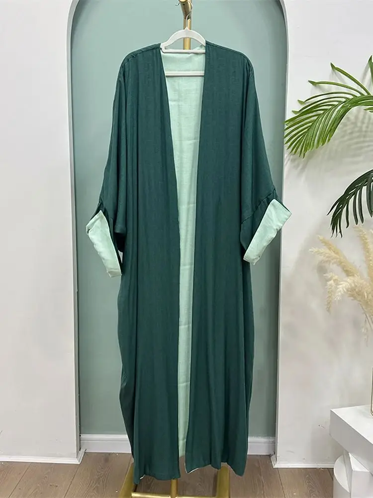 Eid Two-sided Modest Open Kimono Abaya Dubai 2024 Palestine Islam Muslim Kaftan Dress For Women Robe Caftan Marocain Femme