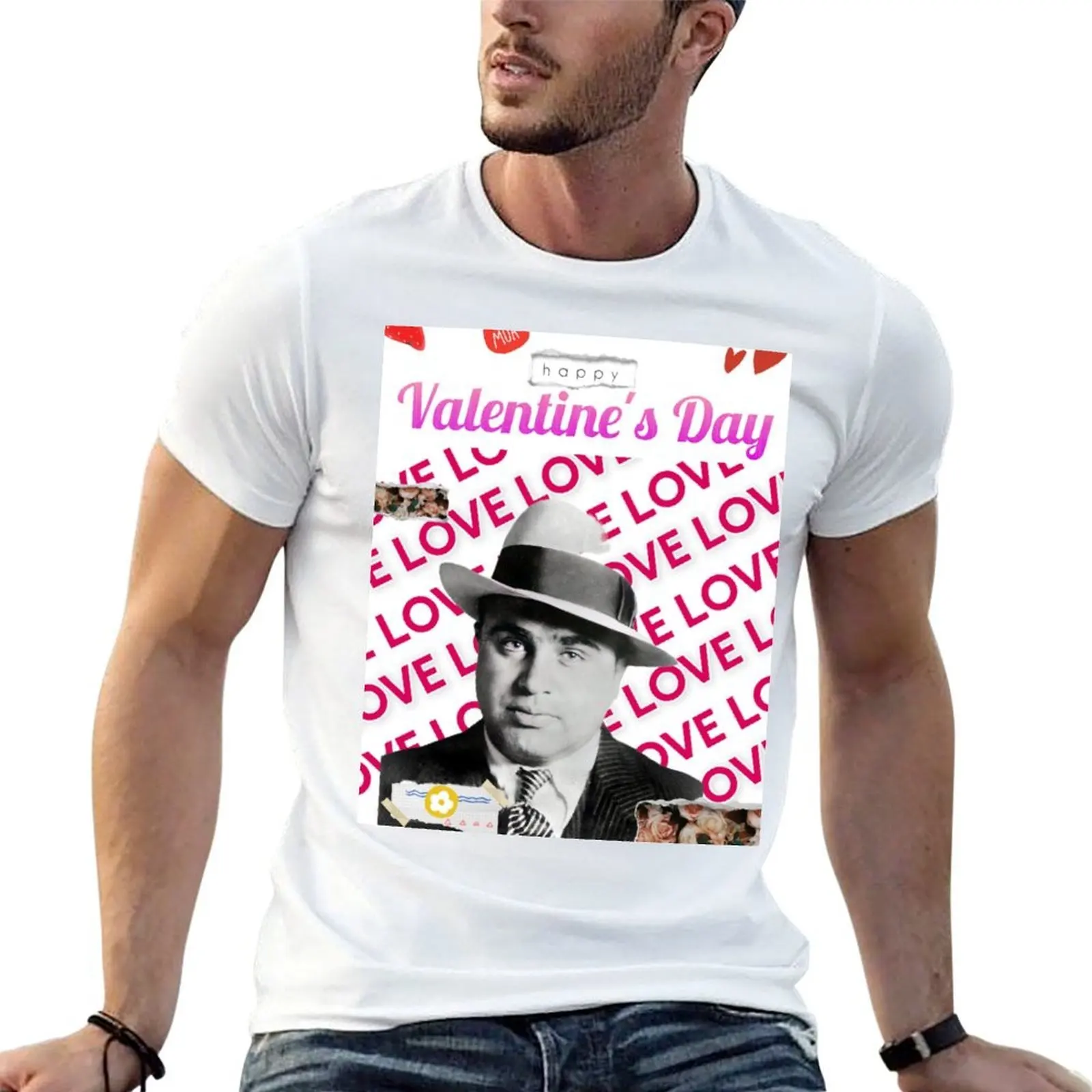 Capone wishes you happy Valentine's day T-Shirt t shirts for man graphic tees t shirts for man graphic funny T-Shirt