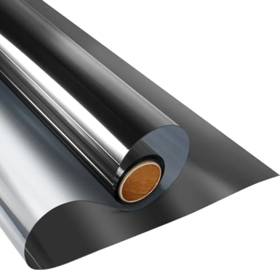 

Пленка KEN OW Film для дневного использования, защита от солнца, анти-УФ, светоотражающая, тонировочная пленка для дома и офиса, черно-серебристая, 29,5 х 3 фута. Ноги