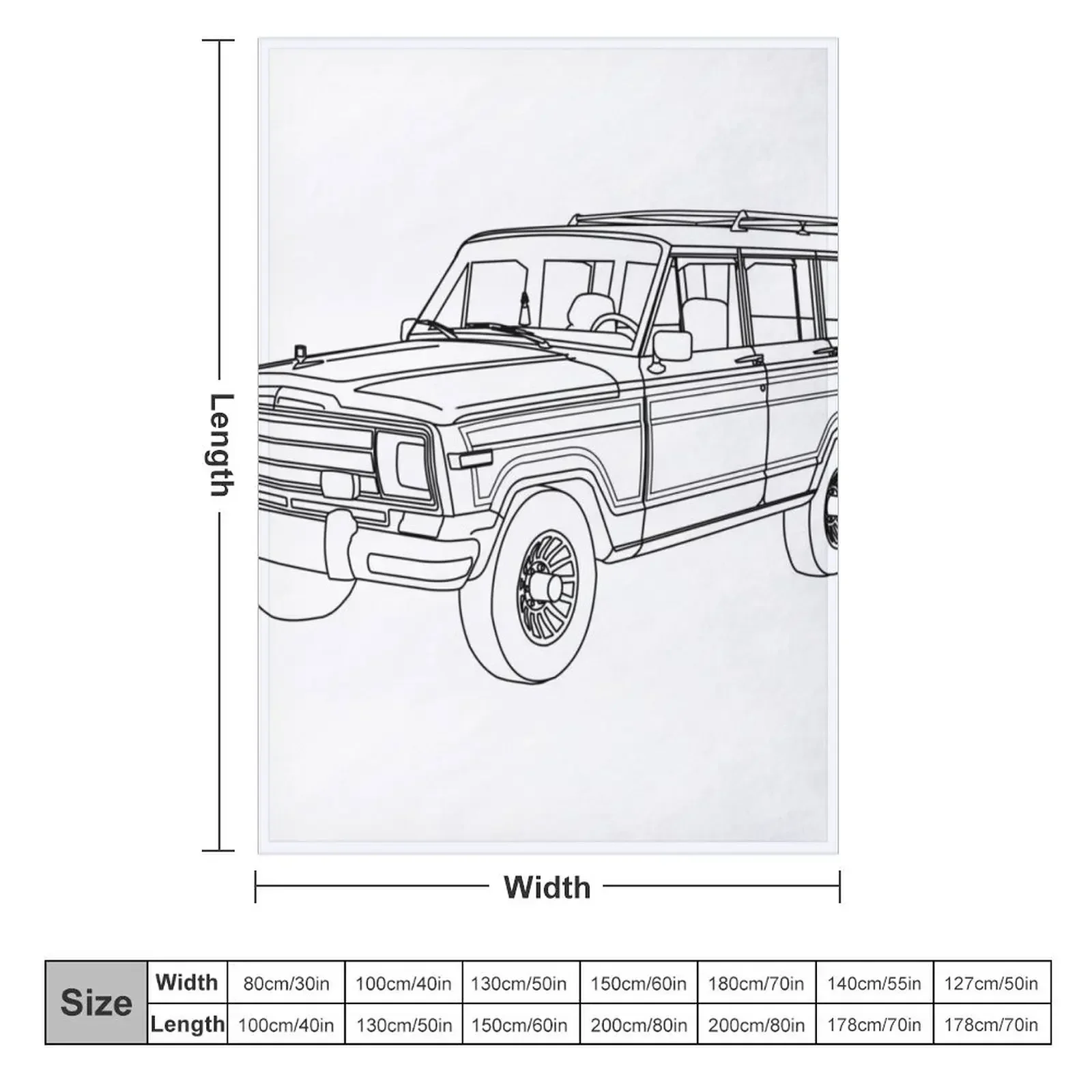 Grand Wagoneer (SJ) Line Art Throw Blanket valentine gift ideas Polar Blankets