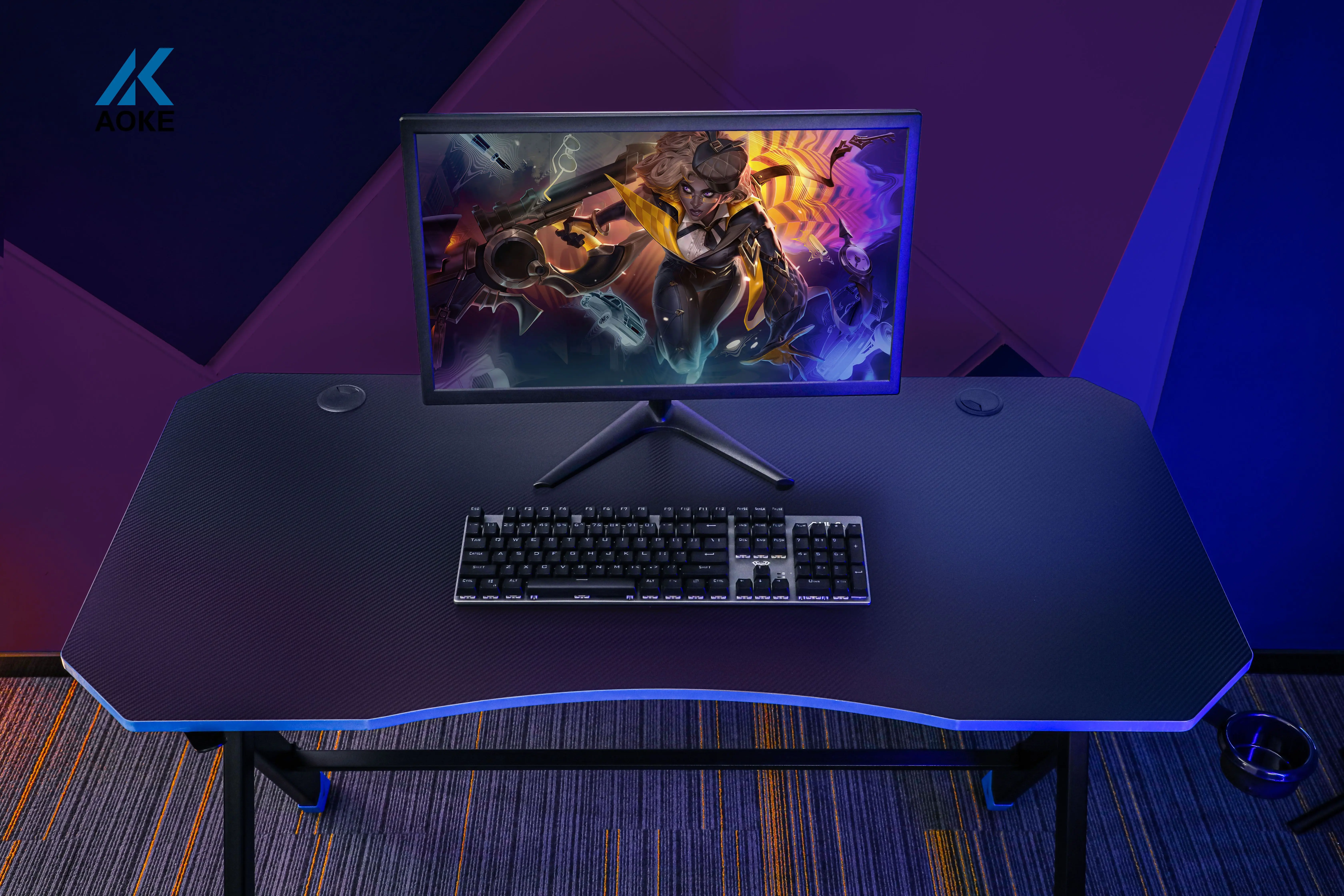 High Quality Office PC Table Led Light Rgb Computer Gaming Desk For Home Gaming Steel Work Desk
