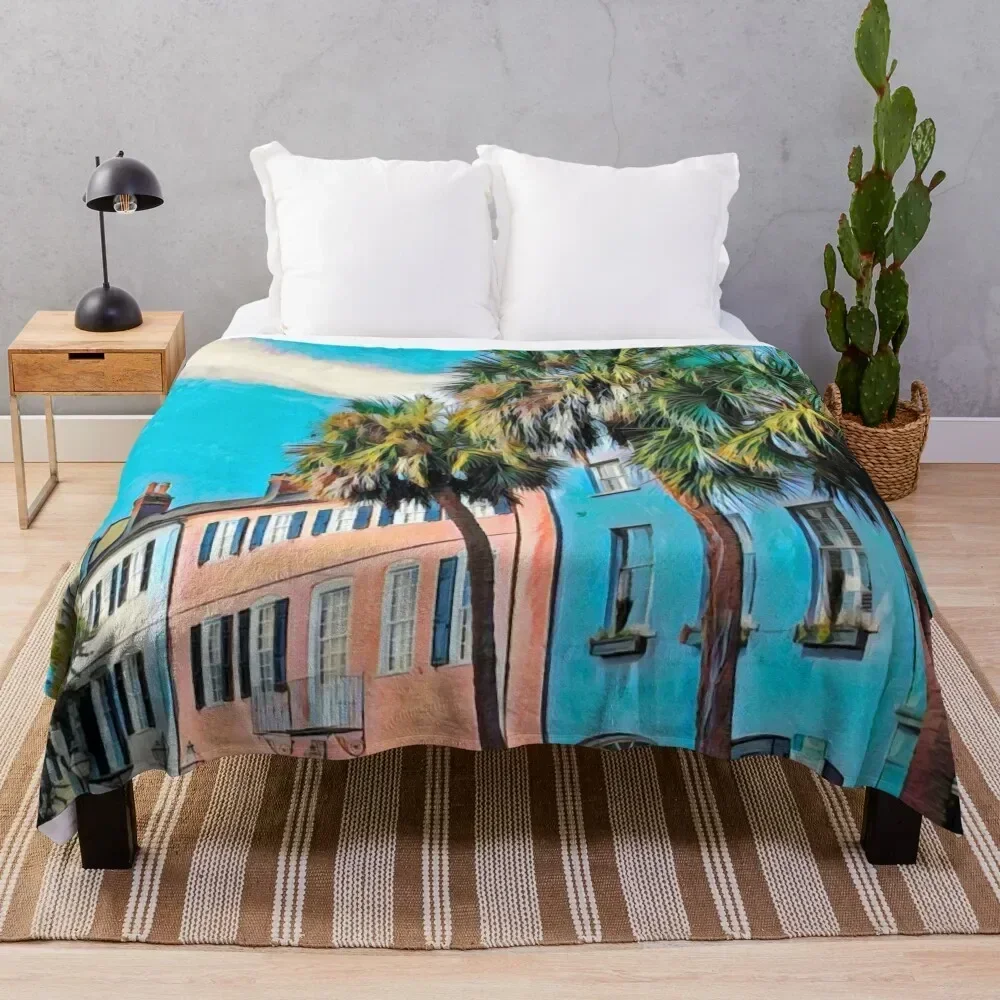 

Rainbow Row, Charleston Throw Blanket Fade Resistant Durable Throw Blanket