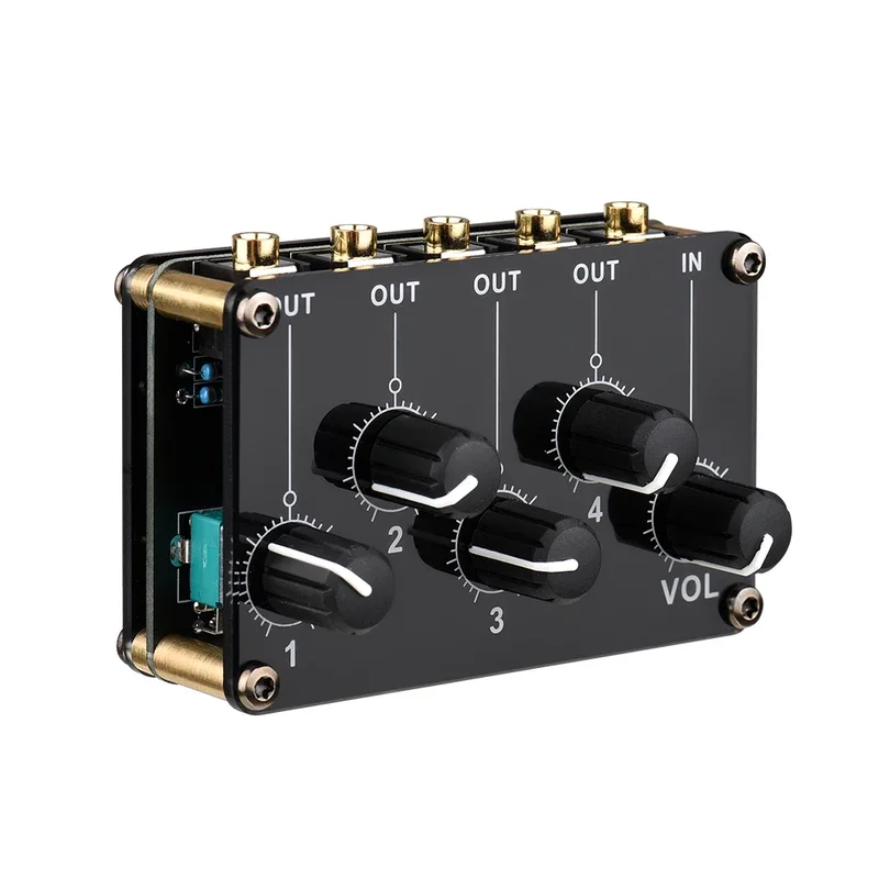 4-in-1-out Passive Mixer Module Stereo 4-Channel Passive Mixer Audio Mixer 4 Audio Input to 1 Output Ultra Compact Low Noise