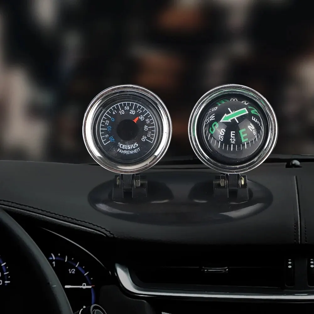 2 in 1 Car Ornaments Compass Thermometer Direction Dashboard Ball Car-styling Guide Ball Vehicle Automotive Accessories