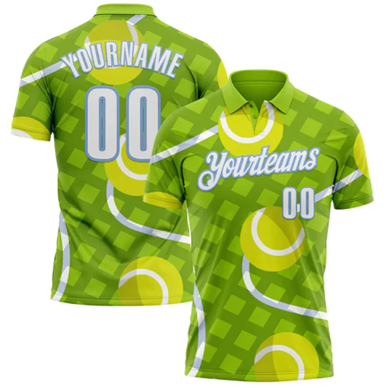 Tennis Sport Green Polo Shirt For Women Personality Customized Name Number Unique Design Cartoon Style Casual Fashion Summer New