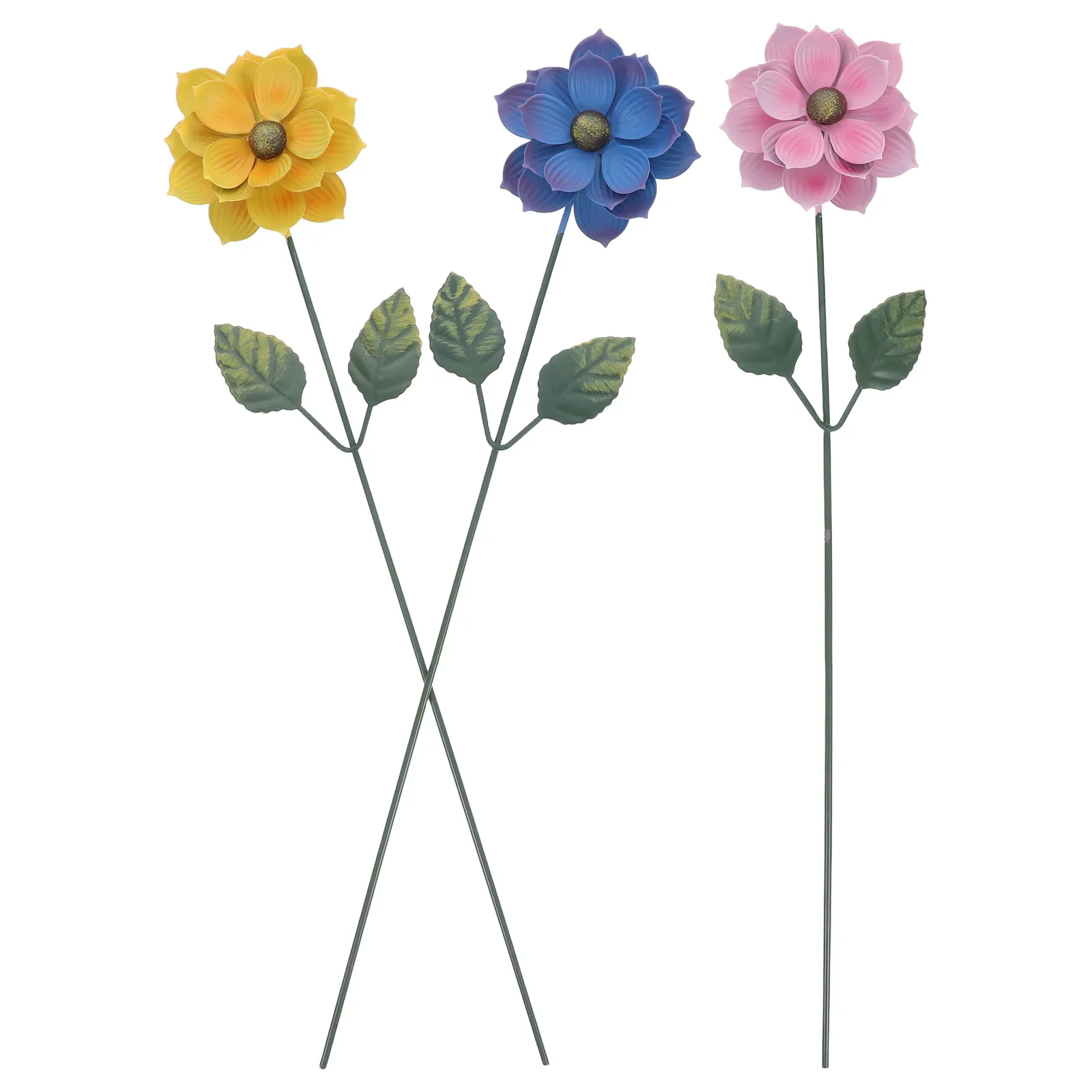 

3 Pcs Garden Flower Decorative Stakes Metal Plant Plugin Yard Lawn Patios Pathways Outdoor Spring Freshness